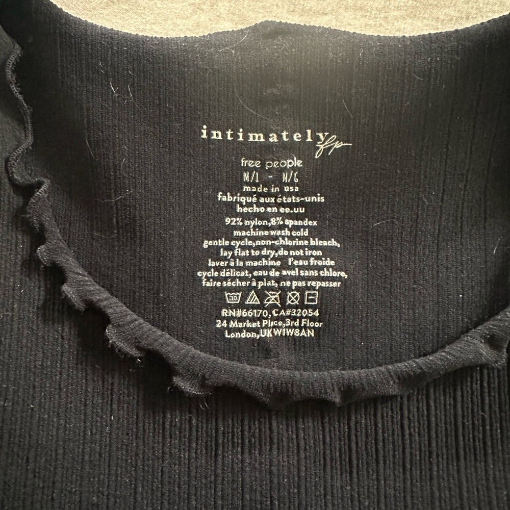 Free People Black Ribbed Ruffle-Trim Tank Top - Picture 2 of 2